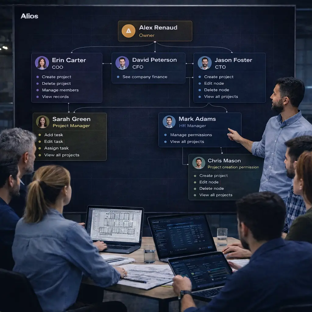 Alios'ta Ekip yetkileri ve organizasyon şeması için görsel